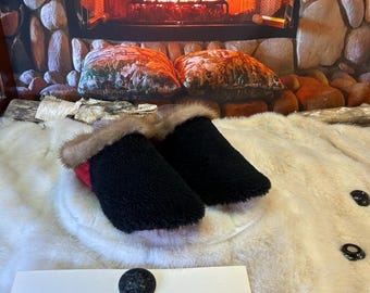 Sylvie slipper, women's size 8 – Italian sherling & recycled leather, unique piece handmade in Quebec