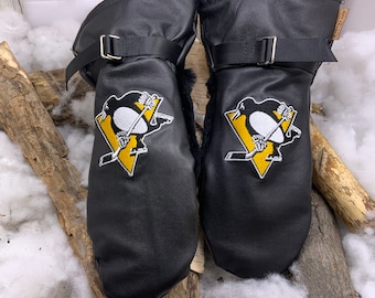 Pittsburgh Penguins Edition Recycled Leather and Fur Mittens