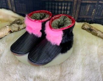 Les Monique 9 WOMEN'S recycled fur indoor moccasin