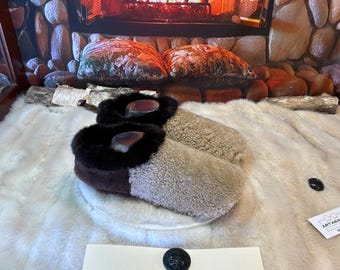 Valérie Men's Slipper, Size 10 – Italian Sherling & Recycled Leather, Unique Handmade Piece from Quebec