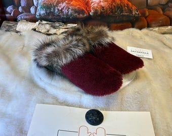 Yvette slippers, women's size 6 – Italian sherling & recycled leather, unique handmade piece from Quebec