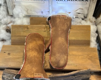 Italian sheepskin sherling inner mittens, 12 mm, ArtAbaska, Small, Medium, Large, X-Large, handmade, Quebec