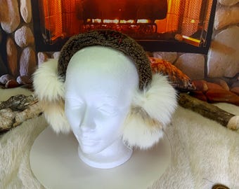 Earmuffs made entirely of recycled fur, recycled Norwegian fox edition and red fox insert