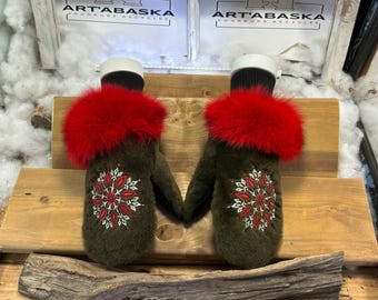 Marcelle Medium City Mittens in Recycled Fur – Handmade in Quebec – Lightweight, Elegant, Urban Comfort – ArtAbaska