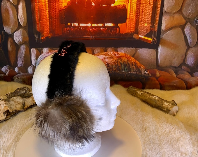 Featured listing image: Recycled fur earmuffs – handmade in Quebec Unique piece Pink Ribbon Collection, elegant, warm, symbol of hope