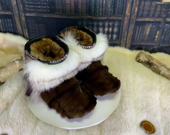 Les Monique 8 WOMEN'S recycled fur indoor moccasin