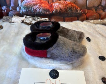 Luce Men's Slipper Size 9 – Italian Sherling & Recycled Leather, Unique Handmade Piece from Quebec