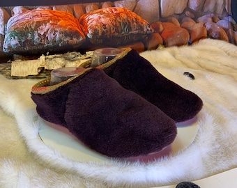 Mariette Slipper – size 8 women – Italian Sherling & recycled leather, unique piece handmade in Quebec