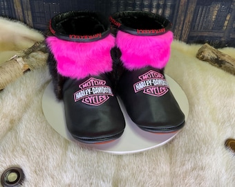 Les Fernande 8 WOMEN'S recycled fur indoor moccasin Harley Edition