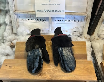 Medium Raymonde city mittens in recycled fur – Handmade in Quebec – Lightweight, elegant, urban comfort – ArtAbaska