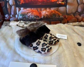 Emma slippers, women's size 8 – Italian sherling & recycled leather, unique handmade piece from Quebec
