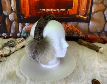 All-recycled fur earmuffs, Crystal recycled fox edition Les Huguette