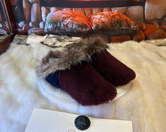 Johanne slipper, women's size 6 – Italian sherling & recycled leather, unique piece handmade in Quebec