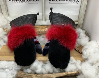 Recycled fur mittens, Les Agathe Grandeur Petit Smal