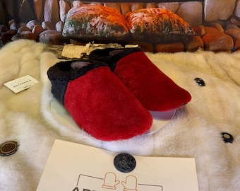 Josée slipper size 10 for women – Italian sherling & recycled leather, unique piece handmade in Quebec