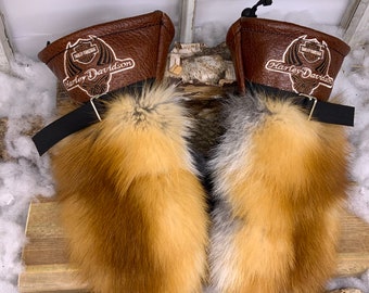 Recycled and remodeled fur and leather mittens. Harley Les Reine special edition. Size Medium