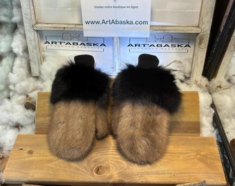 Medium Agathe city mittens in recycled fur – Handmade in Quebec – Lightweight, elegant, urban comfort – ArtAbaska