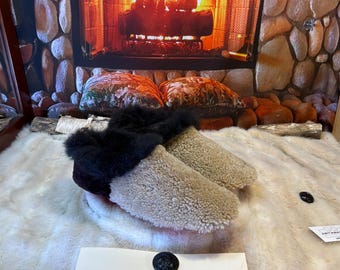 Rosalie Men's Slipper Size 12 – Italian Sherling & Recycled Leather, Unique Handmade Piece Made in Quebec