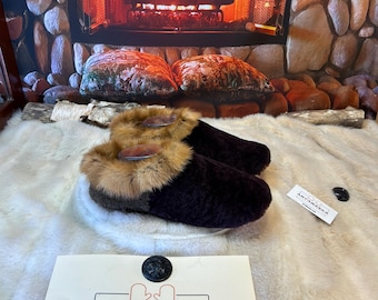 Men's Marlène Slipper, size 9 – Italian sherling & recycled leather, unique handmade piece from Quebec