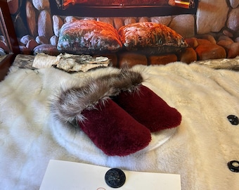 Dorianne women's size 6 slippers – Italian sherling & recycled leather, unique handmade piece from Quebec