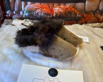 Julienne slipper, women's size 10 – Italian sherling & recycled leather, unique handmade piece from Quebec