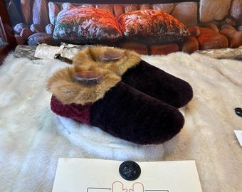 Men's Thérèse slippers, size 10 – Italian sherling & recycled leather, unique handmade piece from Quebec