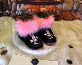 Les Olivette 8 Women's Minnie Edition recycled fur indoor moccasin