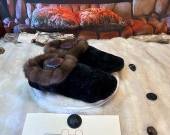 Clara slippers, size 9, men's – Italian sherling & recycled leather, unique handmade piece from Quebec