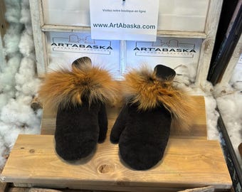 Aline Medium City Mittens in Recycled Fur – Handmade in Quebec – Lightweight, Elegant, Urban Comfort – ArtAbaska