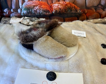 Palmira slippers, women's size 6 – Italian sherling & recycled leather, unique handmade piece from Quebec