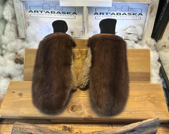 Fleur-Ange X-Large City Mittens in Recycled Fur – Handmade in Quebec – Lightweight, Elegant, Urban Comfort – ArtAbaska