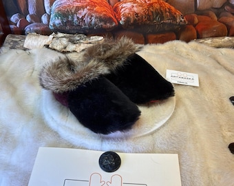 Women's size 6 Violet slipper – Italian sherling & recycled leather, unique handmade piece from Quebec