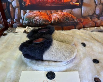 Slipper Rosanne pointure 10 femme – Sherling italien & cuir recyclé, pièce unique faite à la main au Québec