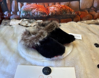 Simone slipper, women's size 6 – Italian sherling & recycled leather, unique handmade piece from Quebec