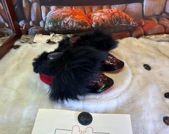 Gilberte slippers, women's size 8 – Italian sherling & recycled leather, unique handmade piece from Quebec