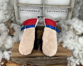 Recycled fur and leather mittens, Les Céline Small-Petit