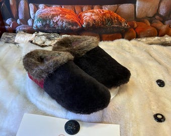 Men's Dolores slippers, size 10 – Italian sherling & recycled leather, unique handmade piece from Quebec