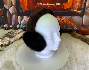 Les Danielle Opossum Edition Recycled Natural Black Recycled Fur Earmuffs