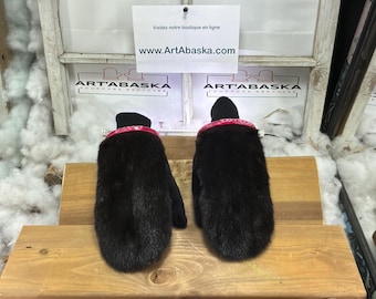 Medium Thérèse city mittens in recycled fur – Handmade in Quebec – Lightweight, elegant, urban comfort – ArtAbaska