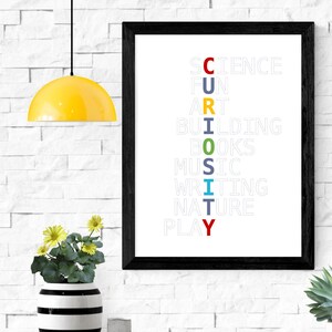 Curiosity Wall Art - Red/Green/Blue/ - Homeschool Décor - Classroom Décor - Kids Wall Art Print - Creative Inspirational Printable