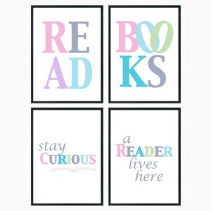 Book Lover Wall Art - Library Décor – Bookworm Gift – Reader Gift – Homeschool Wall Art - Pastel Pink/Blue/Green