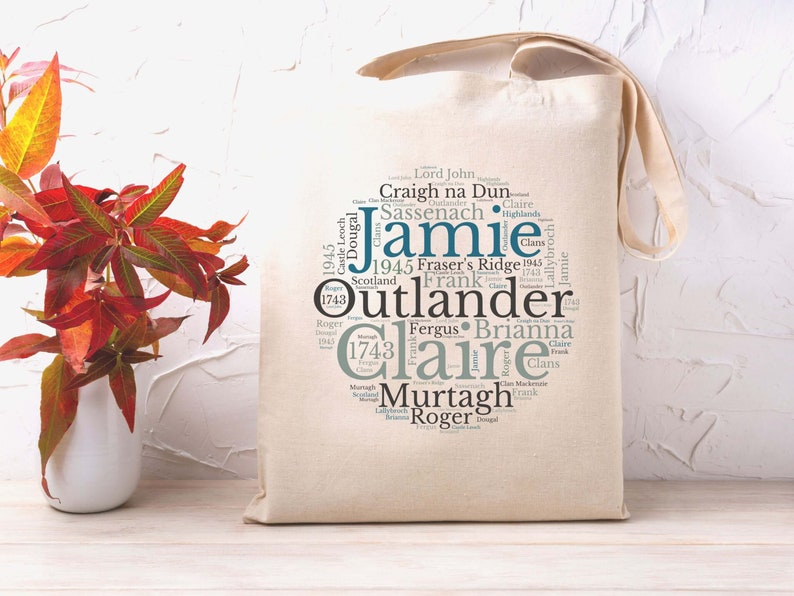 Outlander Tote Bag, Jamie and Claire Fraser, Diana Gabaldon Books