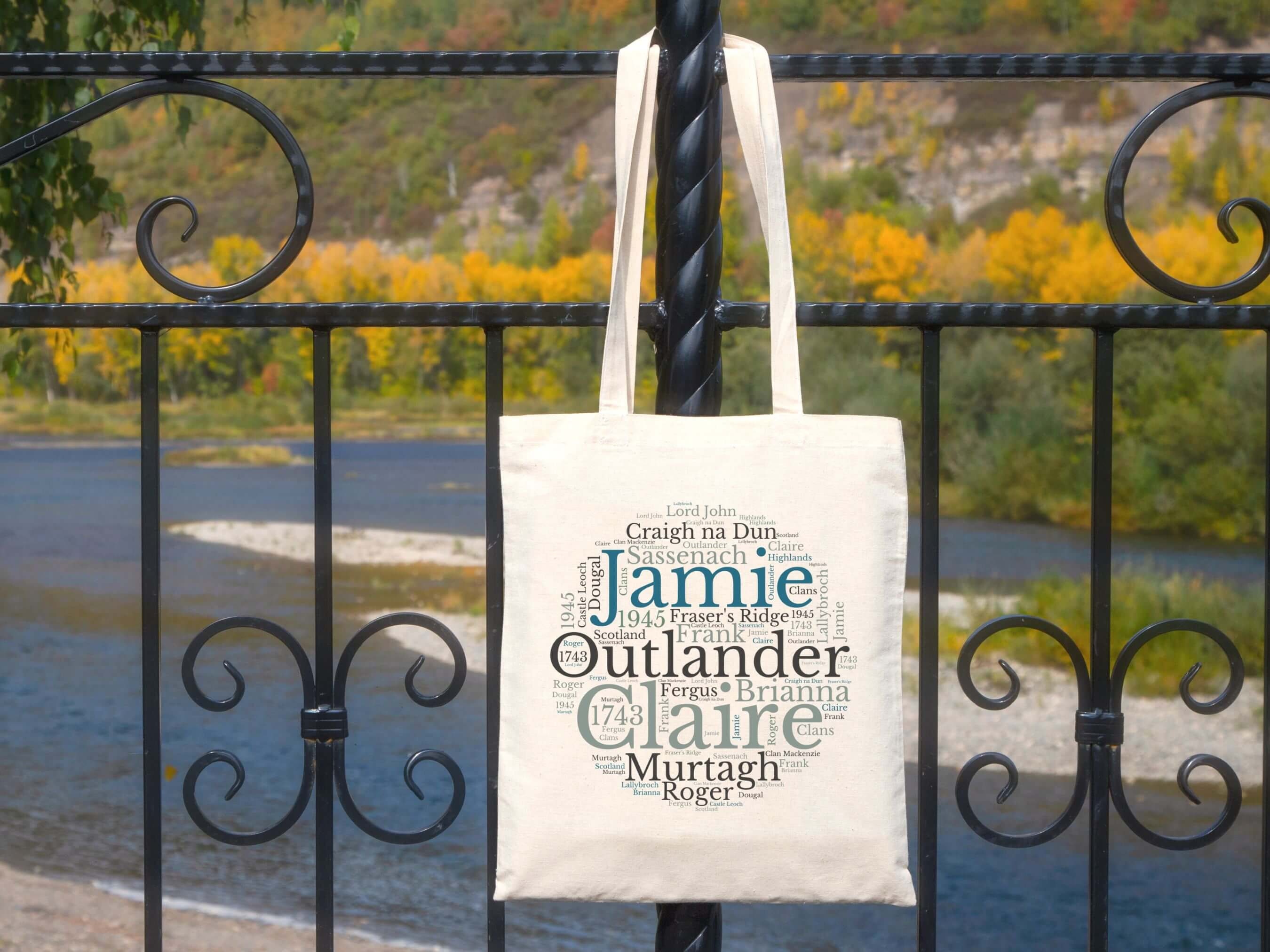 Outlander Tote Bag, Jamie and Claire Fraser, Diana Gabaldon Books