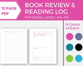 Book Review Printable – Reading Log, Book Tracker (PDF)