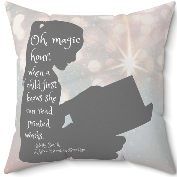 A Tree Grows in Brooklyn Pillow, Betty Smith Quote, Girl Reading Book, Learn to Read, Bookish Pillow, Readers Pillow