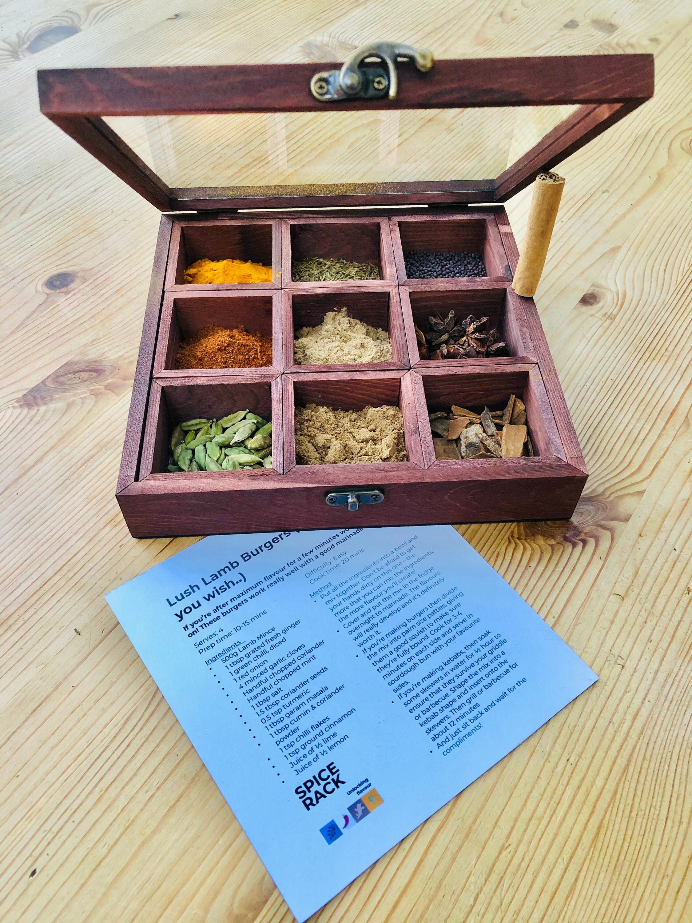 Organic Wooden Masala Dabba Organic Indian Spice Box with 9 Etsy