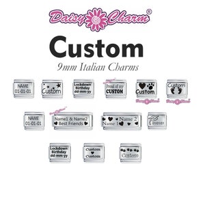Custom Made Personalised Italian charms by Daisy Charm - compatible with 9mm modular charm bracelet
