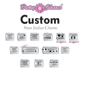 Custom Made Personalised Italian charms by Daisy Charm - compatible with 9mm modular charm bracelet