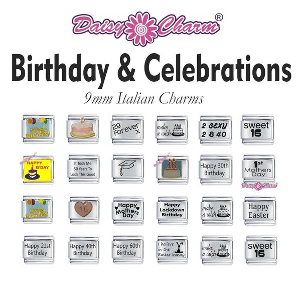 Birthday & Celebration Italian charms by Daisy Charm - compatible with 9mm modular charm bracelet