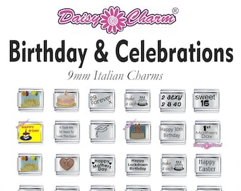 Birthday & Celebration Italian charms by Daisy Charm - compatible with 9mm modular charm bracelet